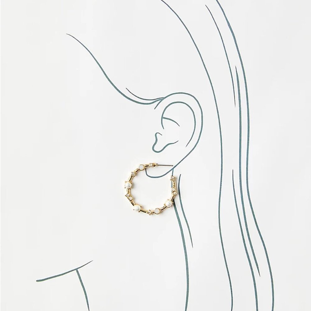 NWT LOFT Pearlized Crystal Hoops